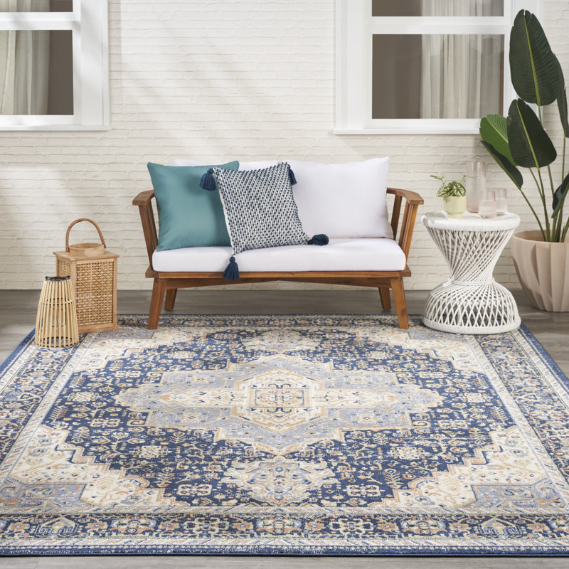 Nourison Essentials Persian Navy Indoor/Outdoor Area Rug, Rectangle 8' x 10'