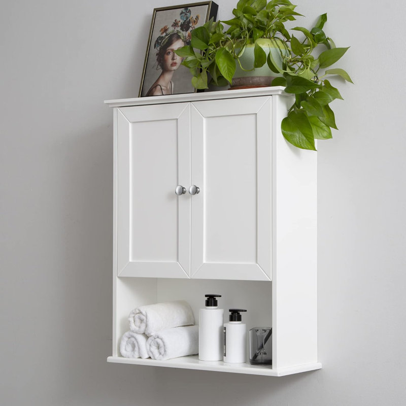 Armoire murale en bois massif Beedon, Blanc