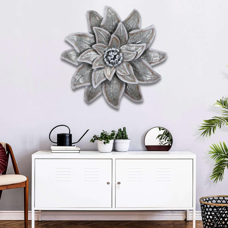 Décoration murale fleur galvanisée