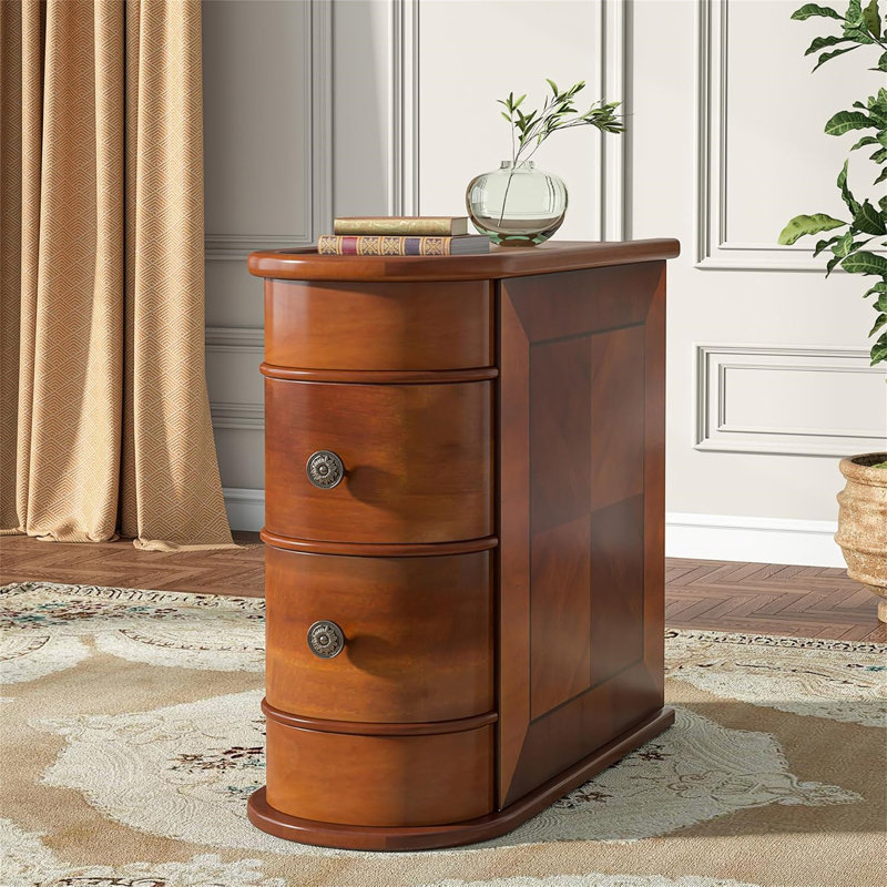 10.8" Solid Wood Narrow End Table, Brown 1