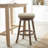 Pittsford Swivel Upholstered Linen Counter Stool with Solid Wood Frame