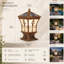 Lampadaire colonne à énergie solaire 3 lumières, colonne extérieure imperméable avec télécommande, lampe d'extérieur à double alimentation pour patio