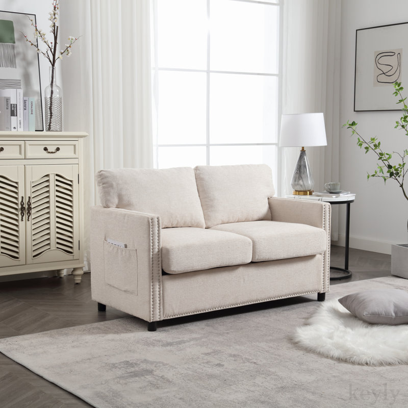 Demandrea Upholstered 52.36'' Loveseat, Beige Chenille