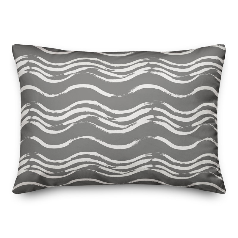 Coussin extérieur Black Waves, Gris, H 14 po x l 20 po