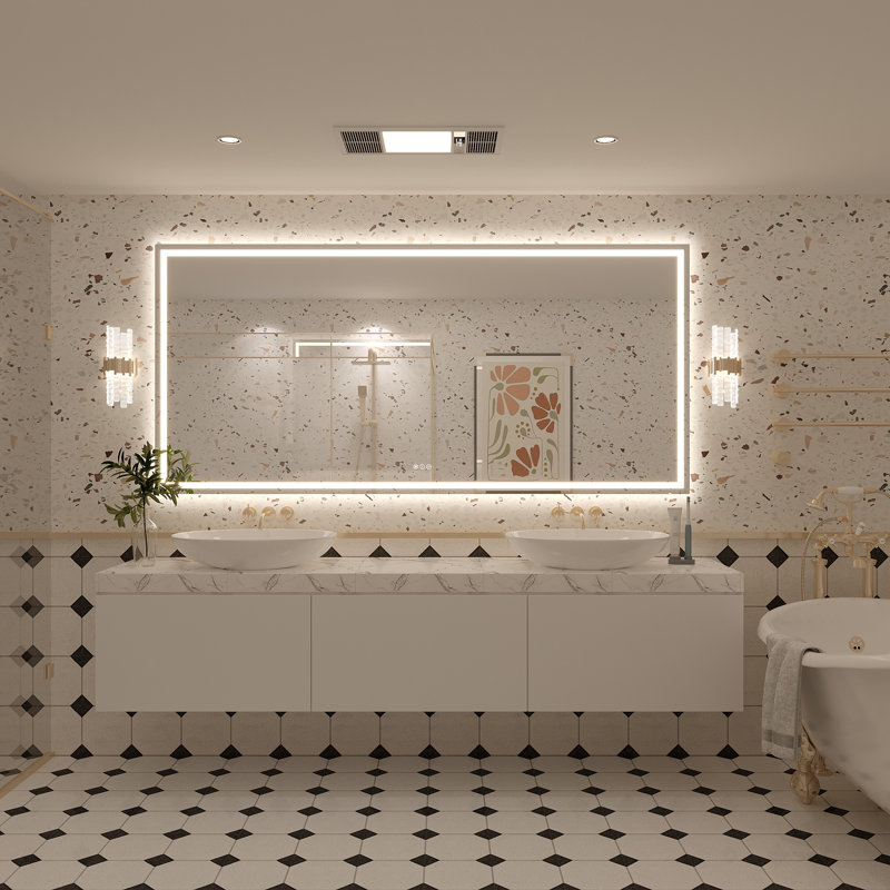 Miroir de salle de bain Molly Framelss, 77 po x 36 po, Transparent