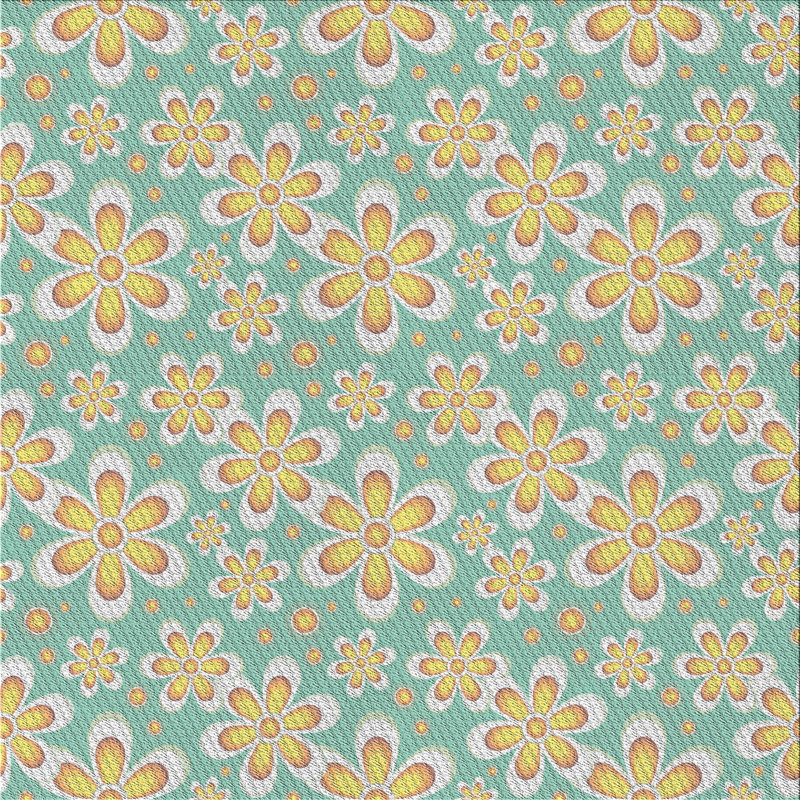 Tapis vert à motif floral Selin, Carré 5 pi