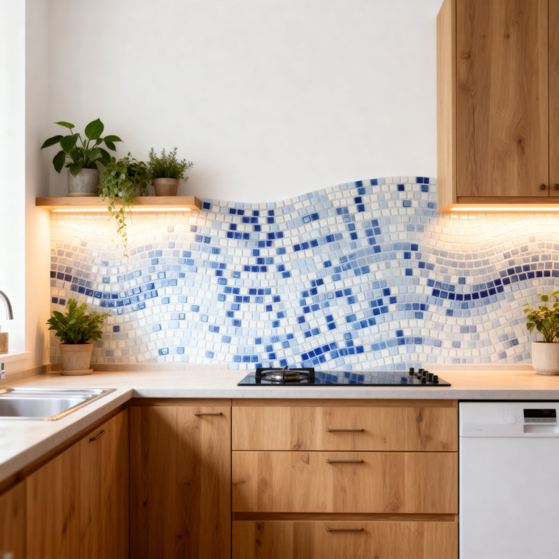 Carreau de mosaïque mural et mosaïque carré en verre pressé iridescent 0,325 po x 0,3125 po Galaxy