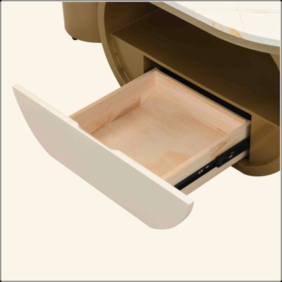 Table basse ovale de luxe moderne, table basse de 47,24 po avec tiroir de rangement, plateau en faux marbre, table centrale en métal pour le salon