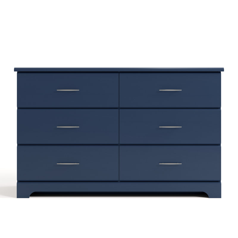 Commode double 6 tiroirs Brookside, Bleu minuit