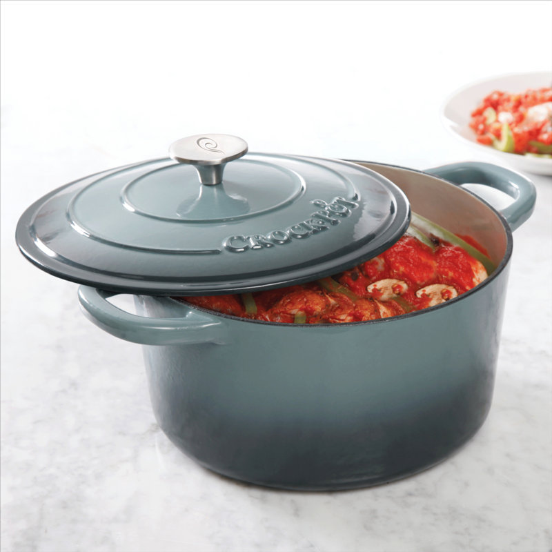 Cocotte ronde artisanale en fonte antiadhésive Crock-pot, 5 pte, Gris ardoise en double