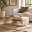Modern Open-Frame Elegant Curved Light Wood Coffee Table With Open Storage