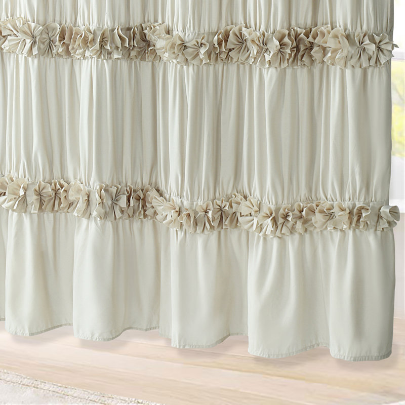 Rideau de douche simple à volants Shabby Elegance, Chameau, 36 x 72