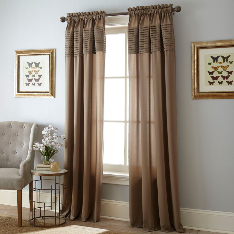 Rambert Semi Sheer Curtain Single Panel, 54" W x 63" L, Tan
