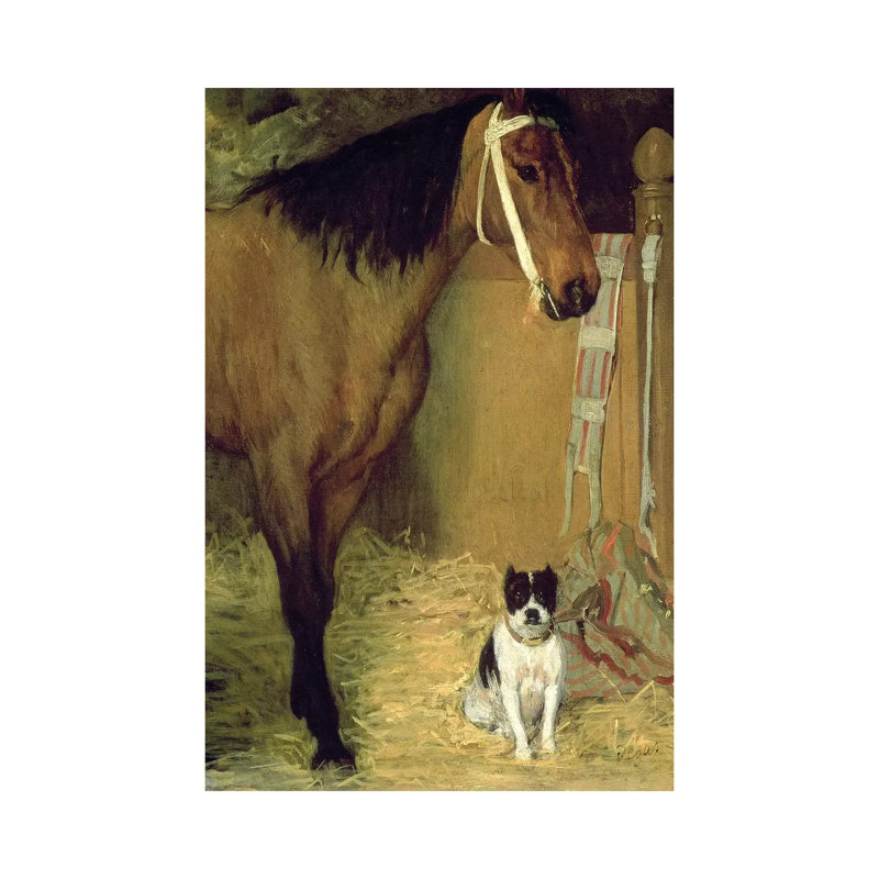At The Stable, Horse, And Dog, C.1862 by Edgar Degas - Wrapped Canvas Painting, 20.32 cm H x 30.48 cm W