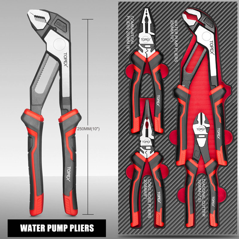  Ensemble de pinces 4 pièces avec poignée antidérapante ergonomique pour les tâches exigeantes et à la maison