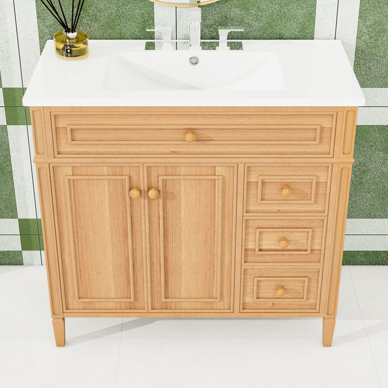 Meuble-lavabo avec lavabo, 3 tiroirs et 2 portes à fermeture en douceur