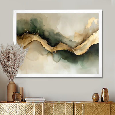 Abstract Liquid Ink Divide Fight Of Emerald II - Abstract Liquid ink Wall Art