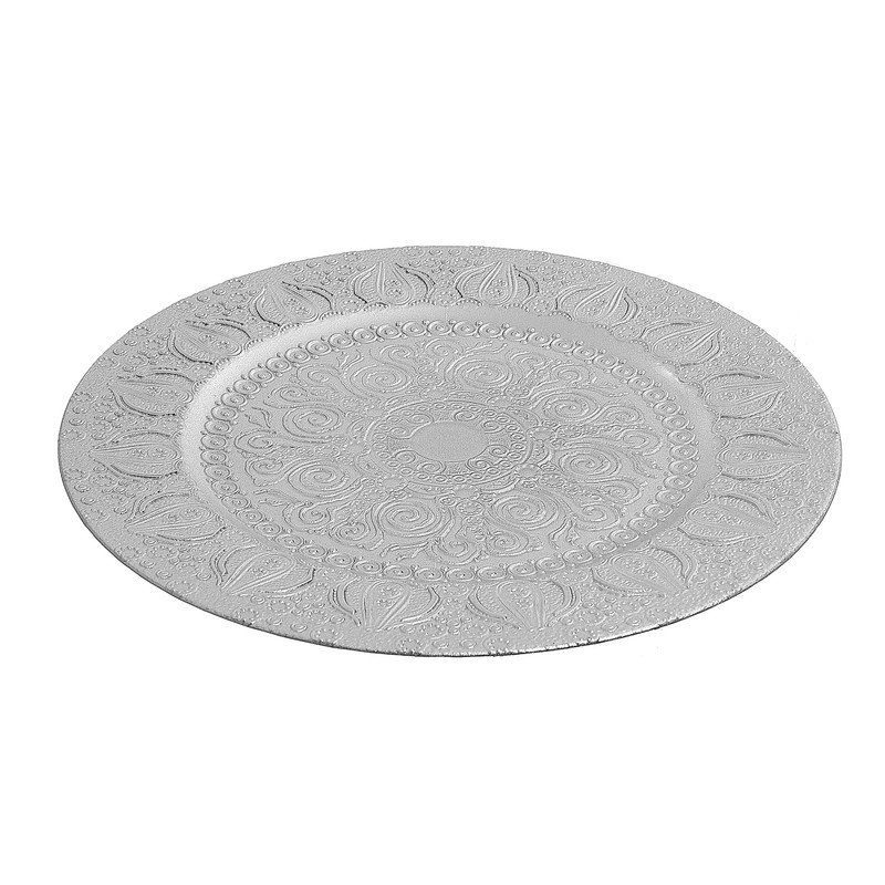 Enger Melamine Geometric Charger, Silver
