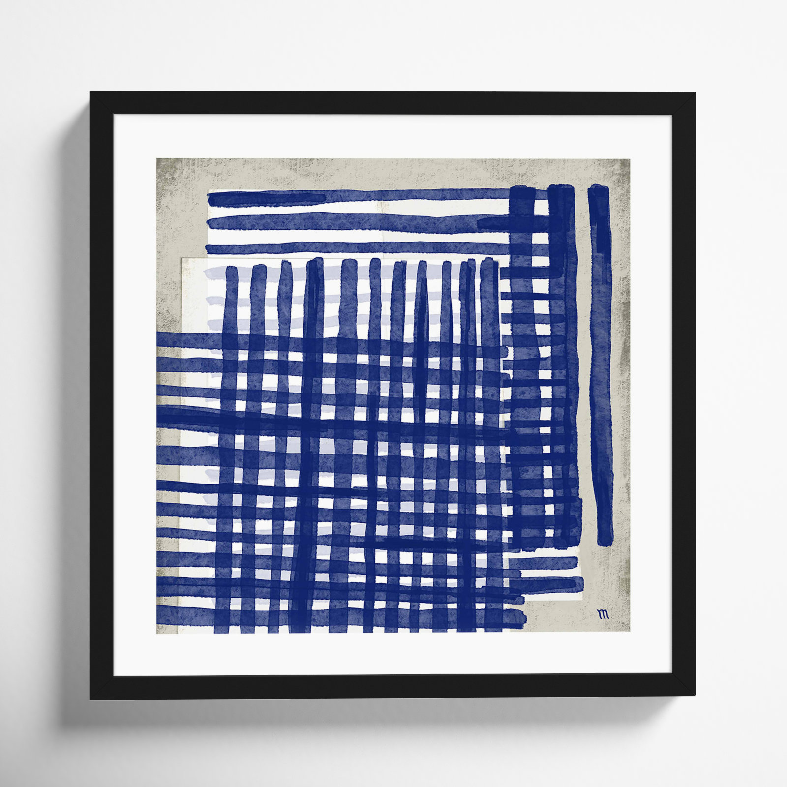Zoja "Weaving" Painting by Marco Marella, Black Framed, 16" H x 16" W x 1.25" D
