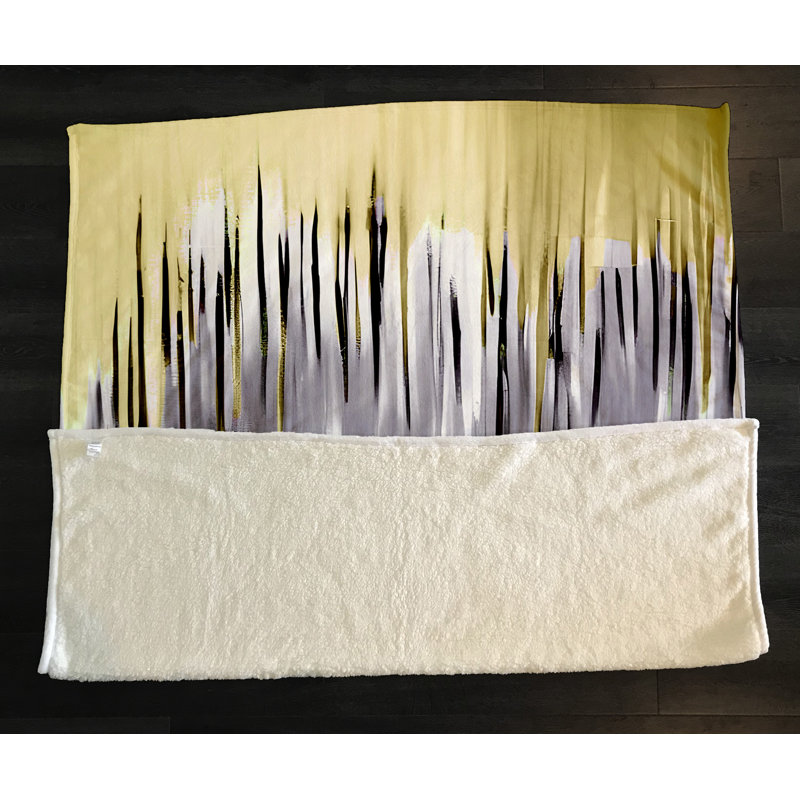 Throw Blanket, 51" W x 60" L, Striped/Abstract, Gray/Yellow