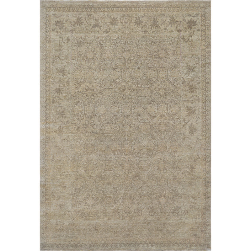 Tapis brun clair en laine Tabriz