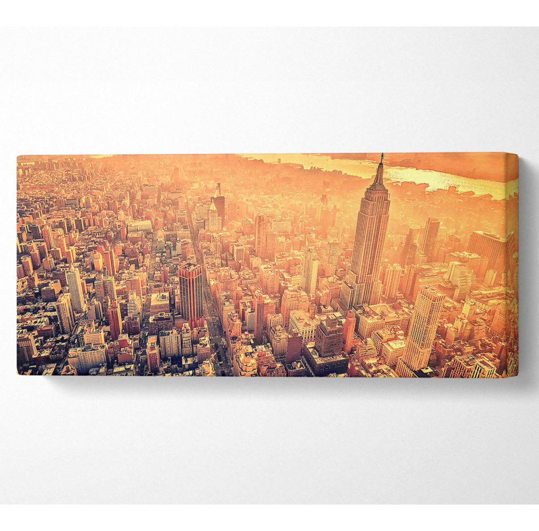 New York City Luftaufnahme Retro-Panorama-Leinwand