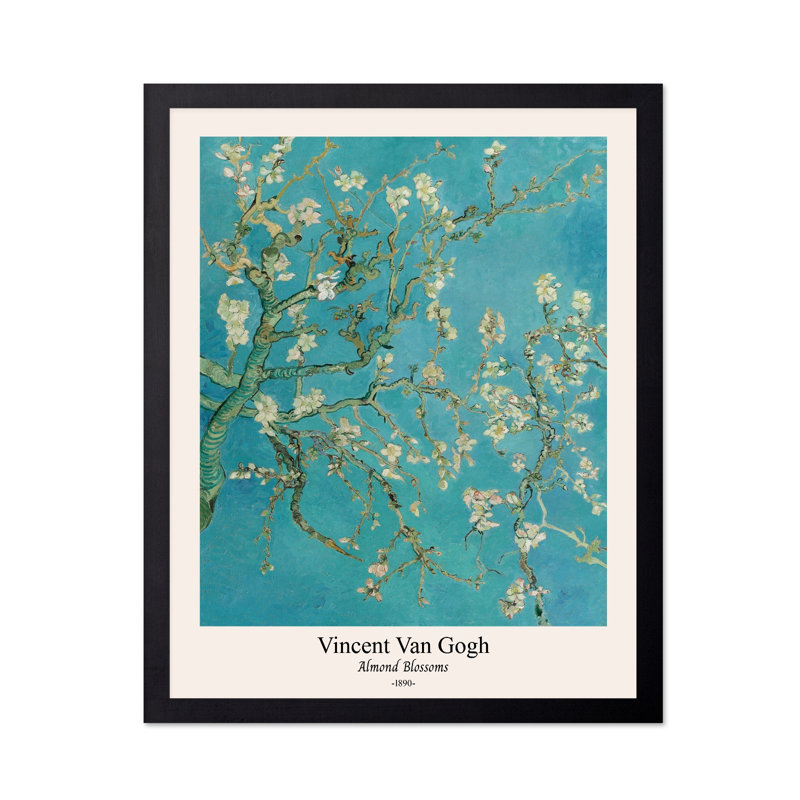 Van Gogh - Fleurs d'amandier, Black Framed, Poster, 11"H x 14"W