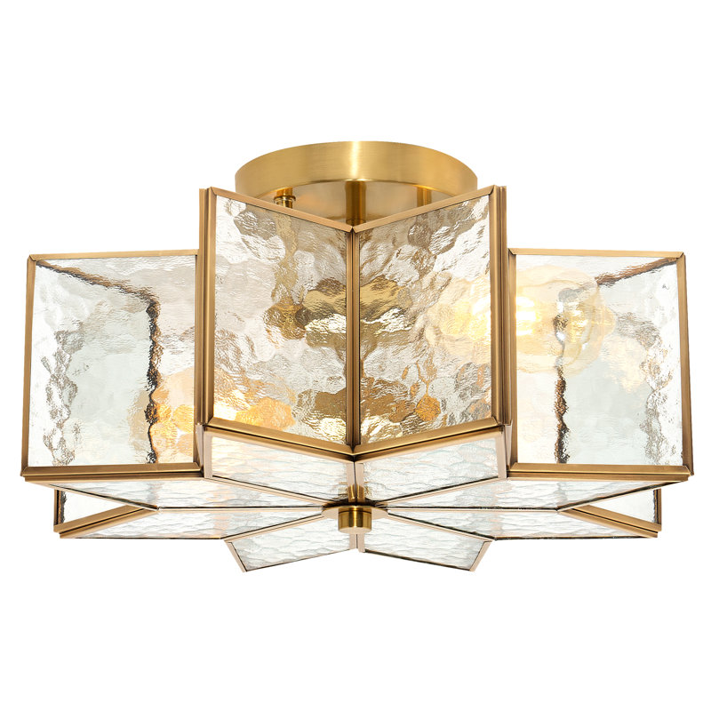 2 - Light 41cm Unique/Statement Star Semi Flush Mount Light, Brass Dust