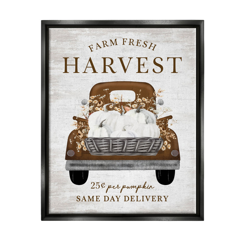 Farm Farm Harvest par lettré et doublé, Cadre flottant noir de jais, H 31 po x l 25 po x P 1,7 po