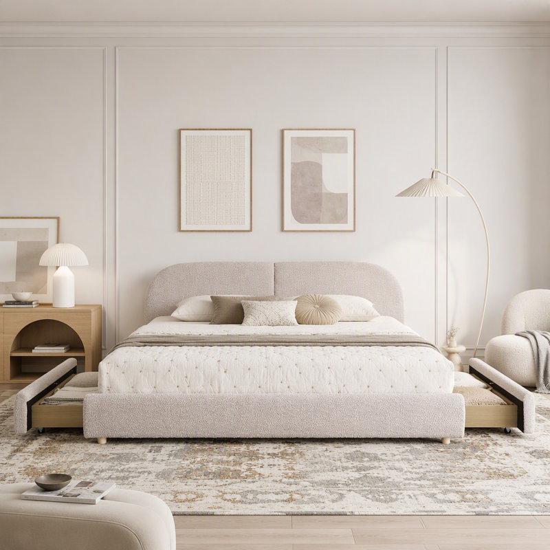 Upholstered Bed, Pink
