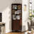 69.7’’H X 17.7’’ W Rattan And Wood Fan-Shaped Storage Bookcase With Doors, 3-Tier Corner Shelf With Cabinet-2024714960