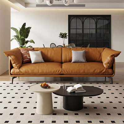 Brown Genuine Leather Standard Sofa cushion Loveseat
