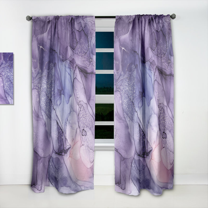 Art liquide translucide mauve et rose - Rideau abstrait - Velours obscurcissant - 1 panneau
