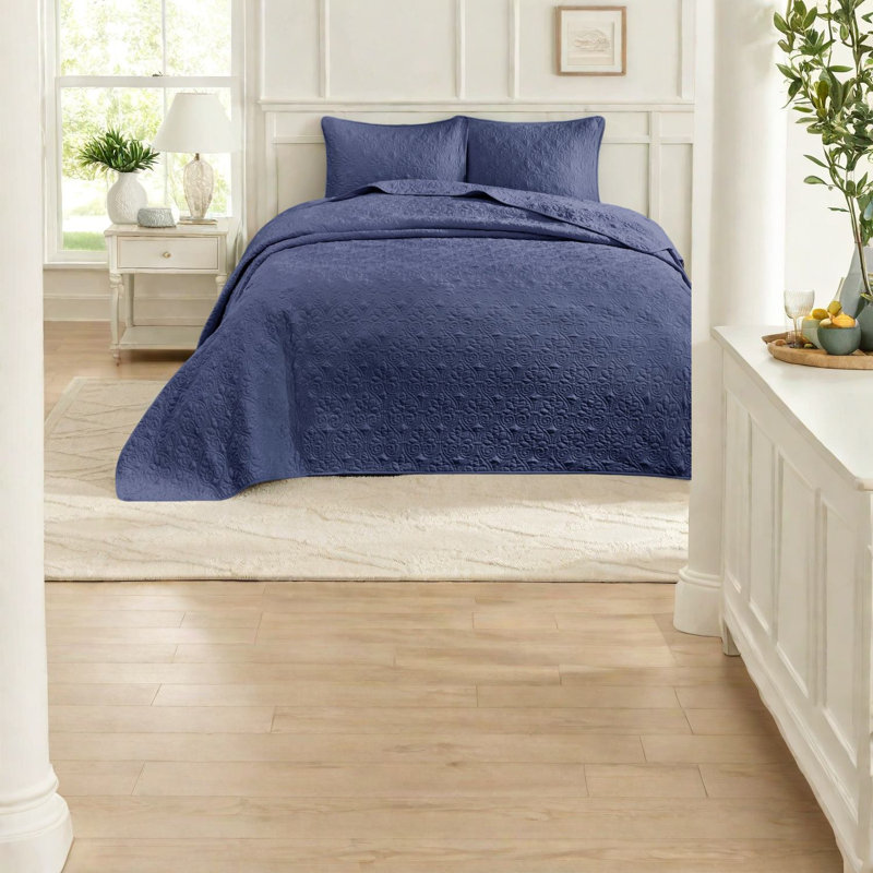 Ensembles de literie réversibles en coton confortables, bleu marine, style maison de campagne