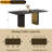78 Inch Black Solid Oak Wood Dining Table With Double Fluted Design And Brushed Gold Base-129584493-129584492
