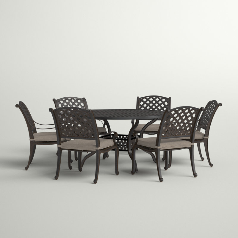 Frazee 7-Piece Patio Dining Set with Cushions and 60" Round Dining Table