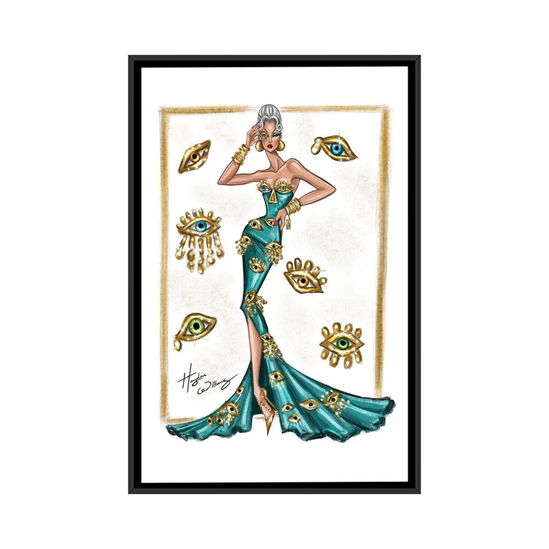 Tous les regards sur elle  , H 26 po x l 18 po, Impression sur toile flottante sans passe-partout, Noir