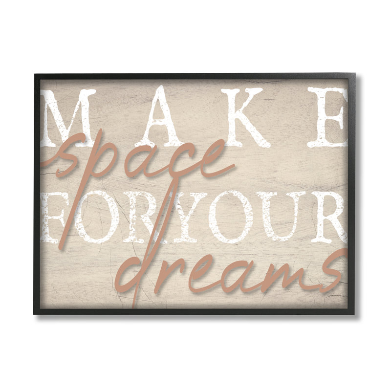 «Make Space For Dreams Weathered Grainy» par Lil 'Rue - impression, L 14 po x H 11 po, Giclée encadrée noir minuit