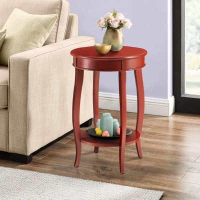 Table d'appoint rouge avec rangement - S'intègre parfaitement à votre décoration. Fabriquée en bois massif, sa tablette inférieure en bois lui confère élégance et raffinement. Conçue pour durer.
