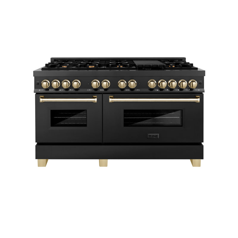 ZLINE Autograph 60" Legacy Dual Fuel Range, Black Stainless Steel and Gold