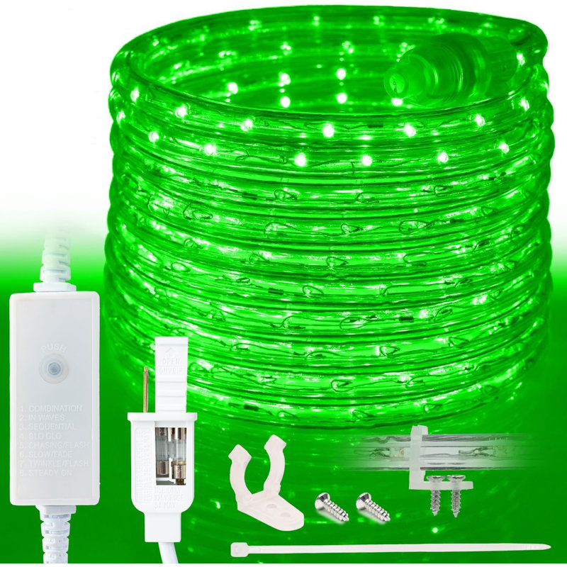 LED Rope Light w/ 8 Mode, Green, 1800" L