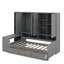 Lit de jour simple en bois avec trois tiroirs, armoire, bureau et tablettes-439046774