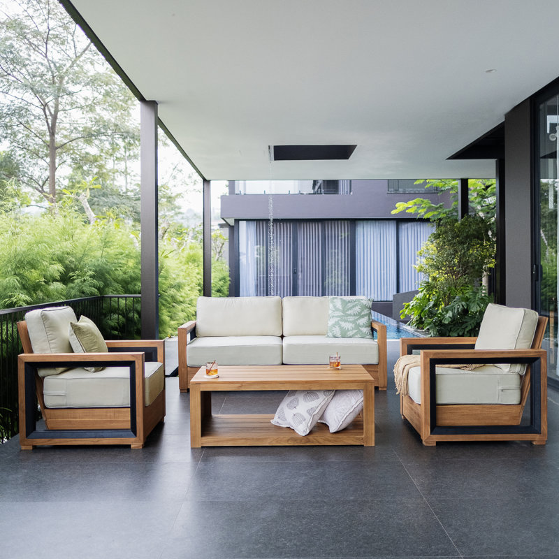Comstock Teak Patio Sofa With Cushions