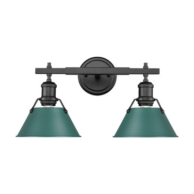 Éclairage pour salle de bain 2 lumières Orwell en étain avec vert pin