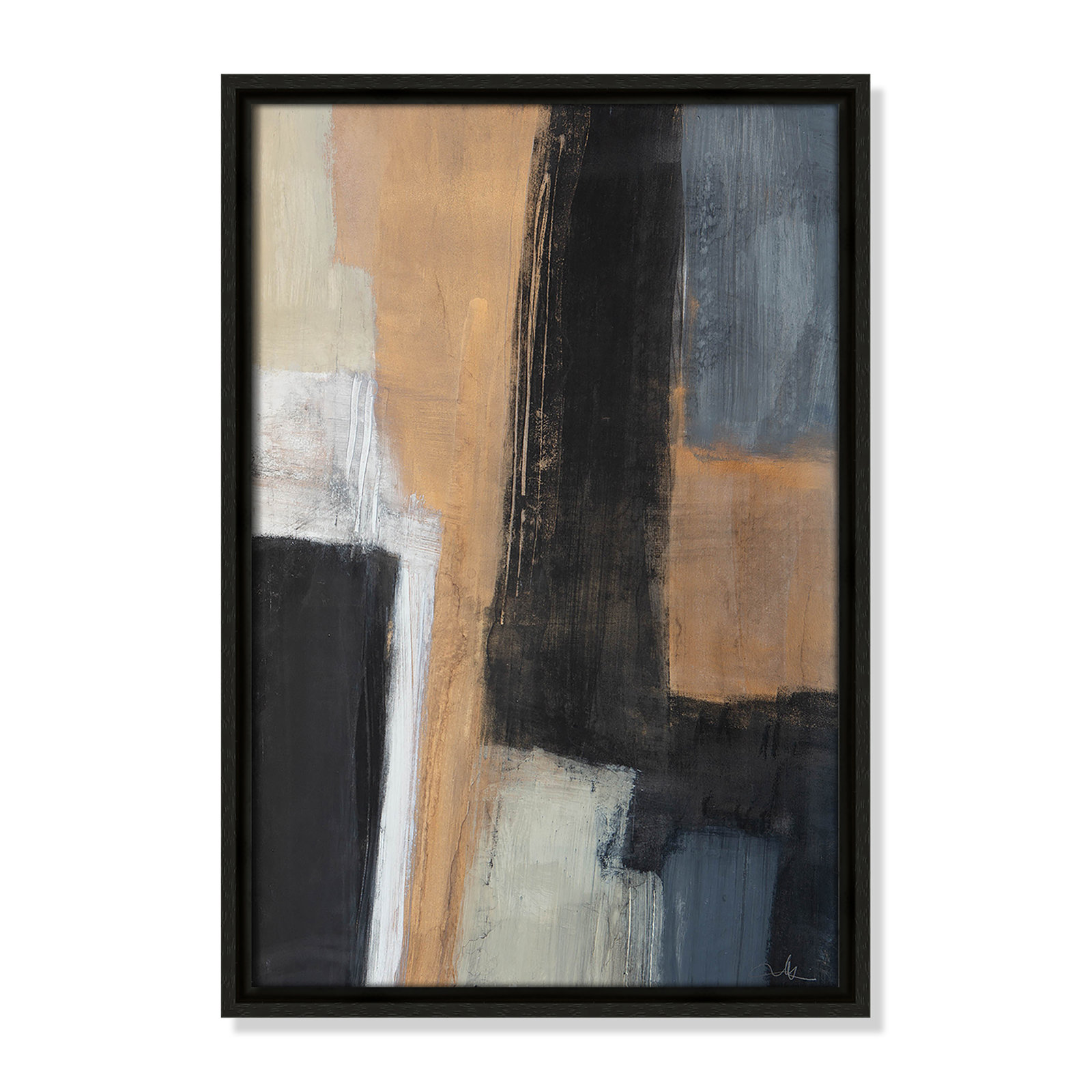 Calderon "Metallic Slate I" Print, 19.5" H x 13.5" W x 2" D, Espresso