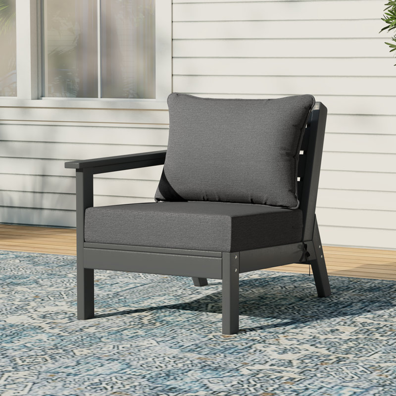 Chaise avec accoudoirs profonds à gauche avec coussins, Grey, Gris
