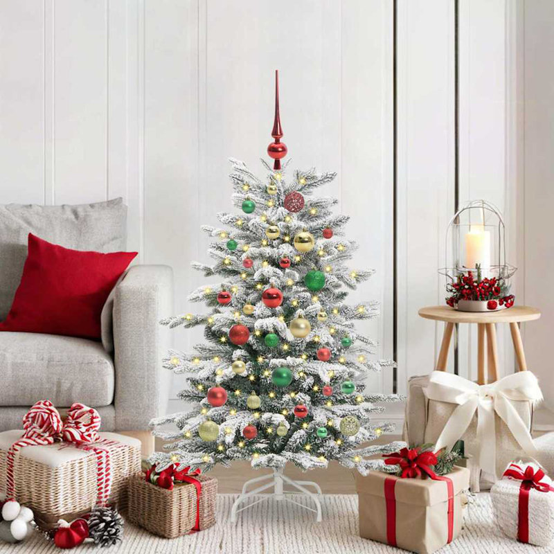 Artificial Hinged Christmas Tree White PE and PVC, 3.94 ft