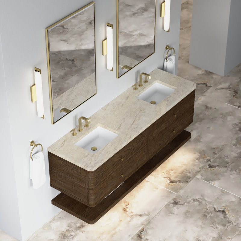 Allamari 72" W Double Vanity w/ FreePower Wireless Charger, Sable Oak, Tajnar Eclos