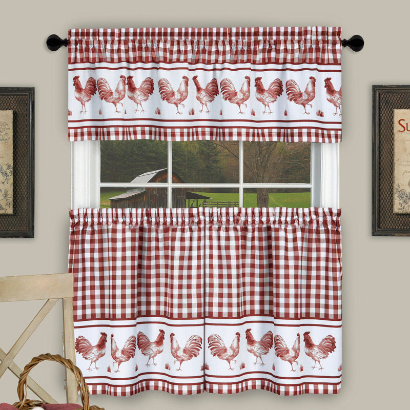 Harville Tailored Window Valance, 24" H x 58" W, Burgundy