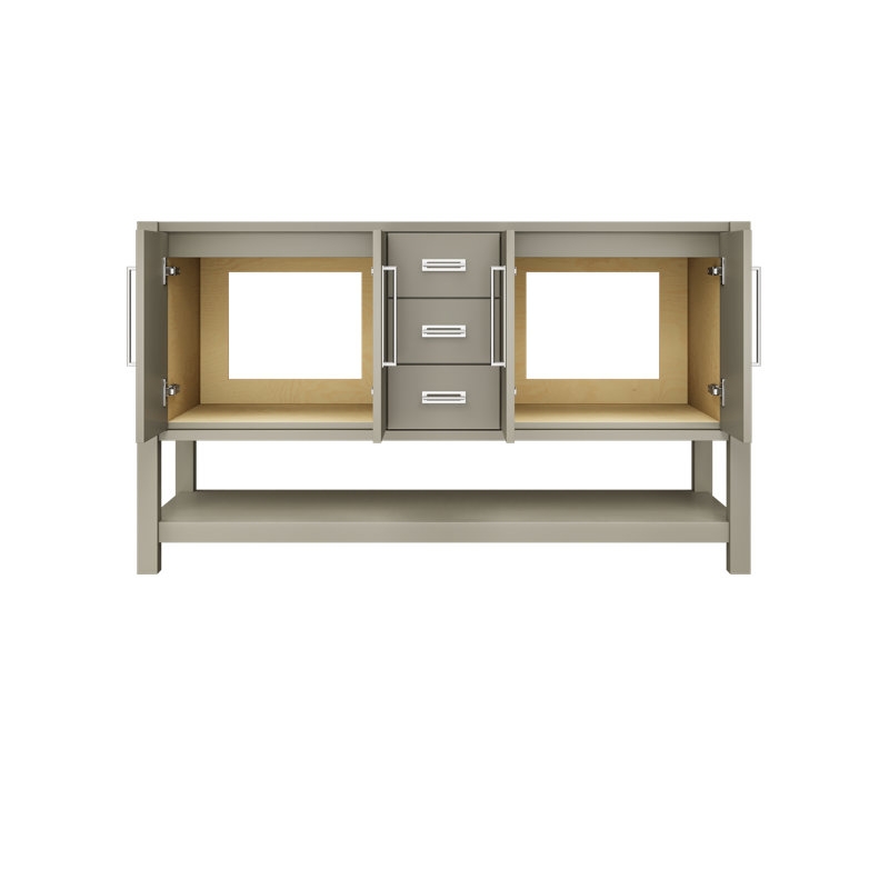 Kiawah Double Bath Vanity, French Olive, 60", Polished Chrome